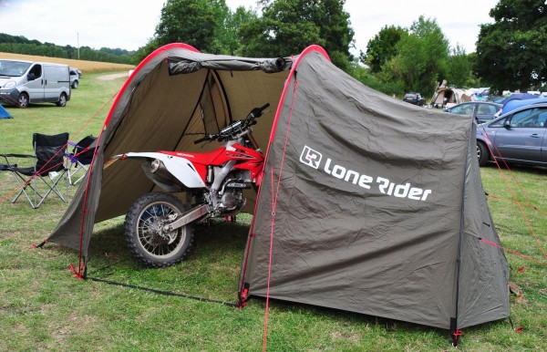 Lone Rider Moto Tent with bike