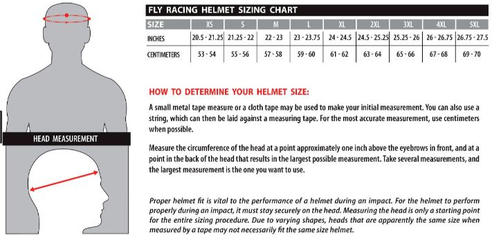 Fly Racing Helmet Size Chart