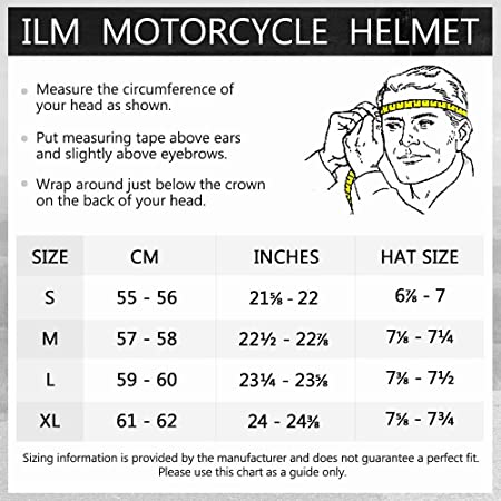 ILM motorcycle helmet sizing chart | MOTODOMAINS