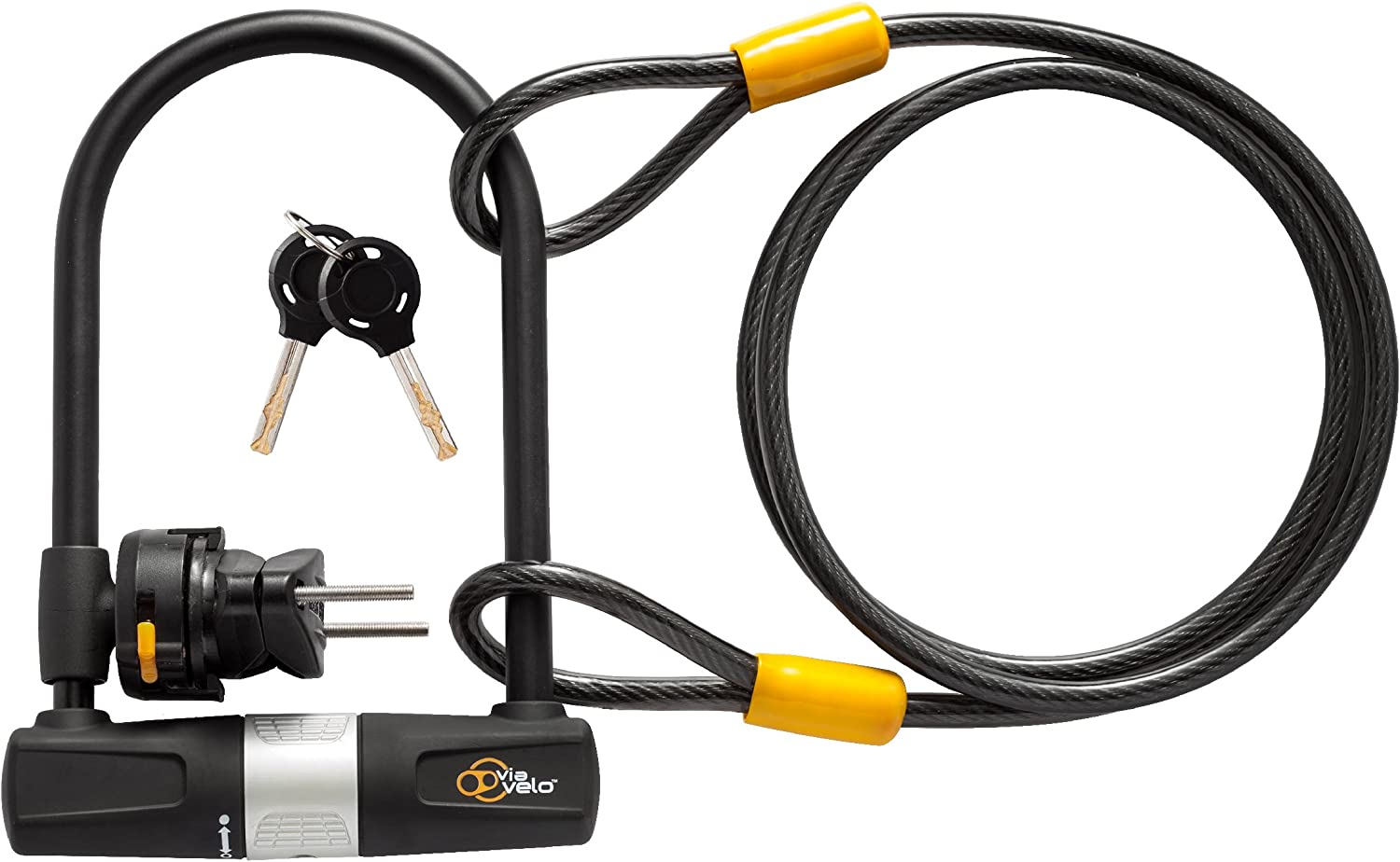 Via Velo Heavy Duty Bicycle U-Lock with Cable